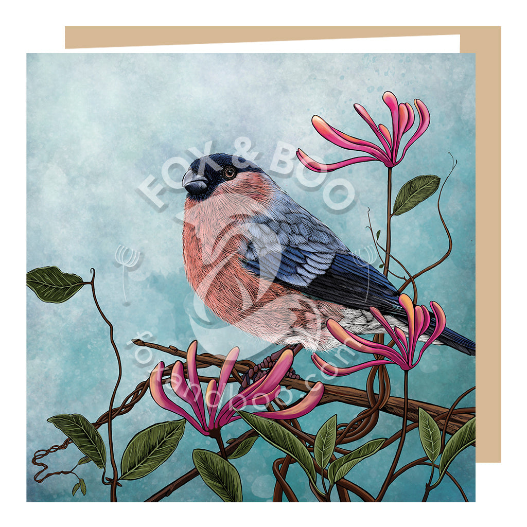 Honeysuckle Bullfinch Greeting Card