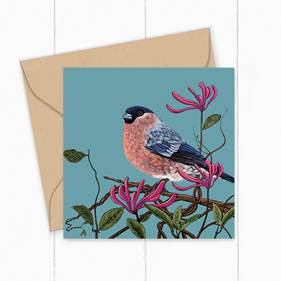 Honeysuckle Bullfinch Card