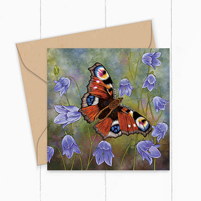 &#39;Peacock Butterfly and Harebells&#39; Card