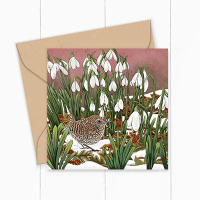 &#39;If you look closer&#39; Wren and Snowdrops Card