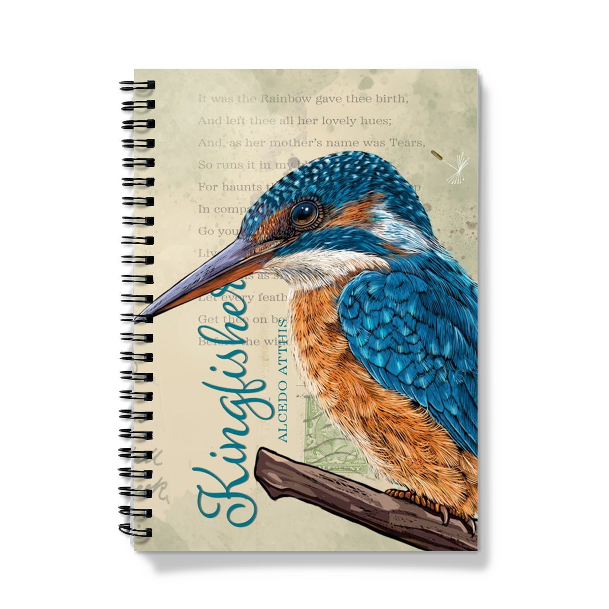 Vintage Style Kingfisher Spiral Bound Notebook