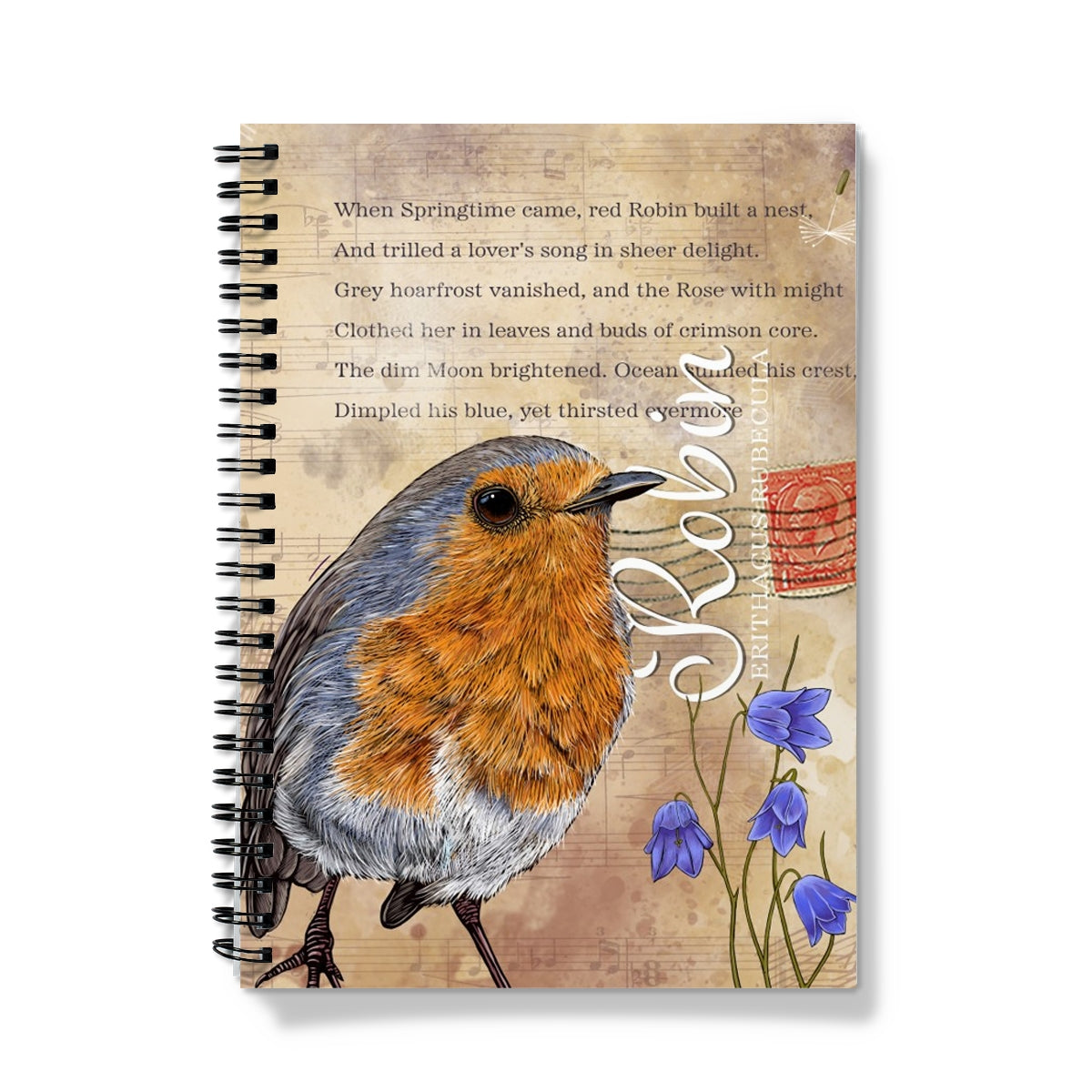 Vintage Style Robin Spiral Bound Notebook