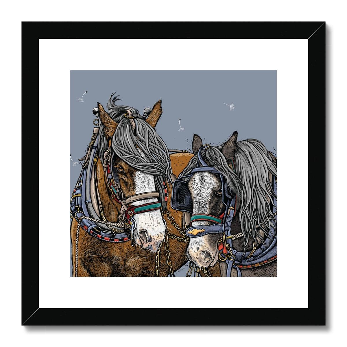 Detail of Horse Whisper framed art print, black frame by Fox and Boo