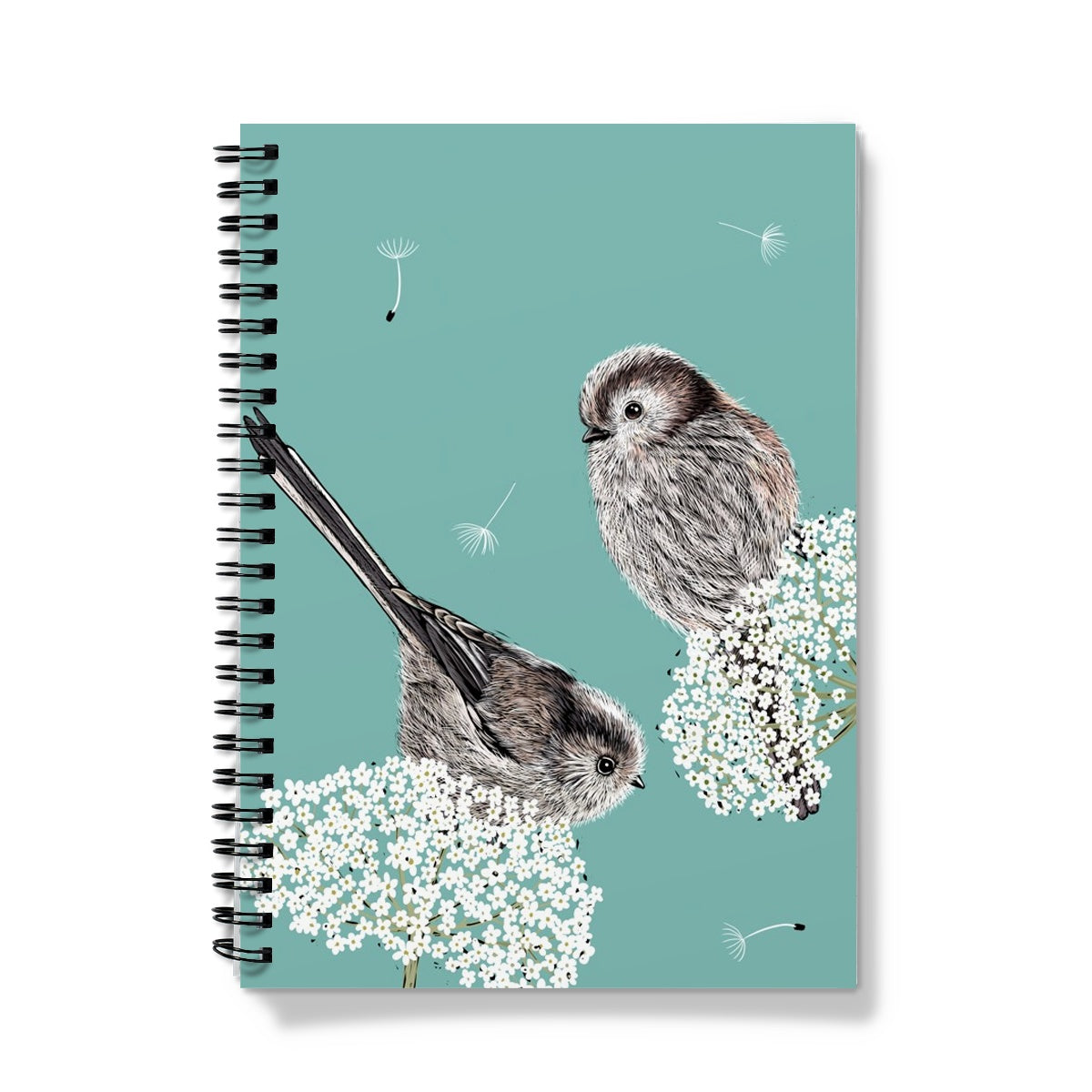 Long Tailed Tits - Aqua (rectangle) Notebook
