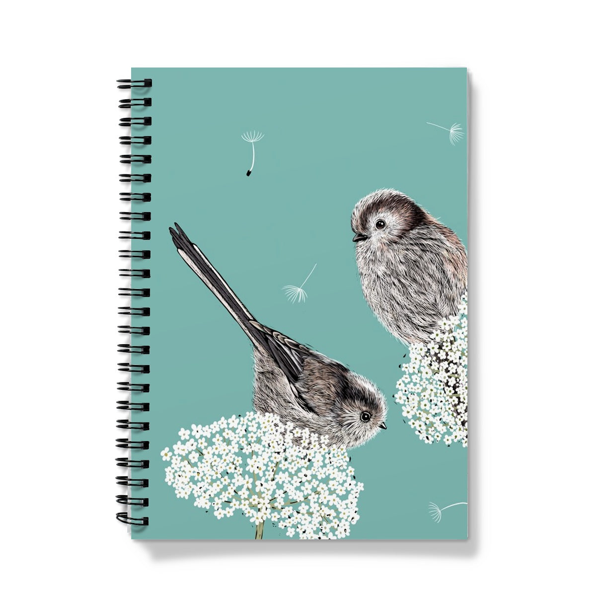 Long Tailed Tits - Aqua (rectangle) Notebook