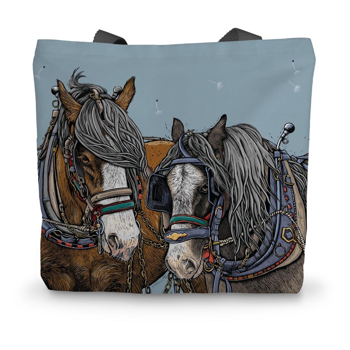 Horse Whisper Canvas Tote Bag - Swedish Blue - Fox &amp; Boo