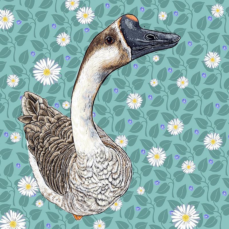 Chinese Goose Greeting Card by Fox &amp; Boo