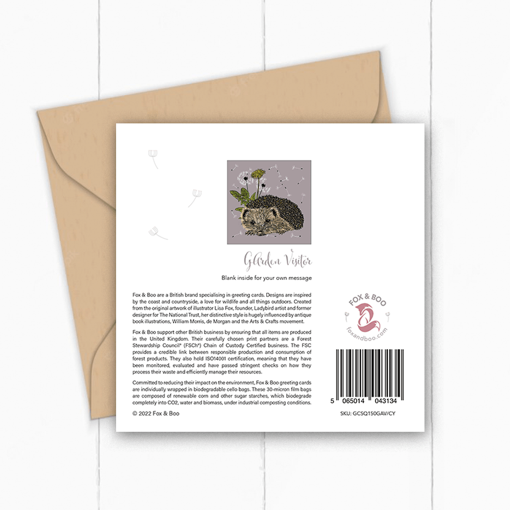 Hedgehog Greeting Card by Fox &amp; Boo