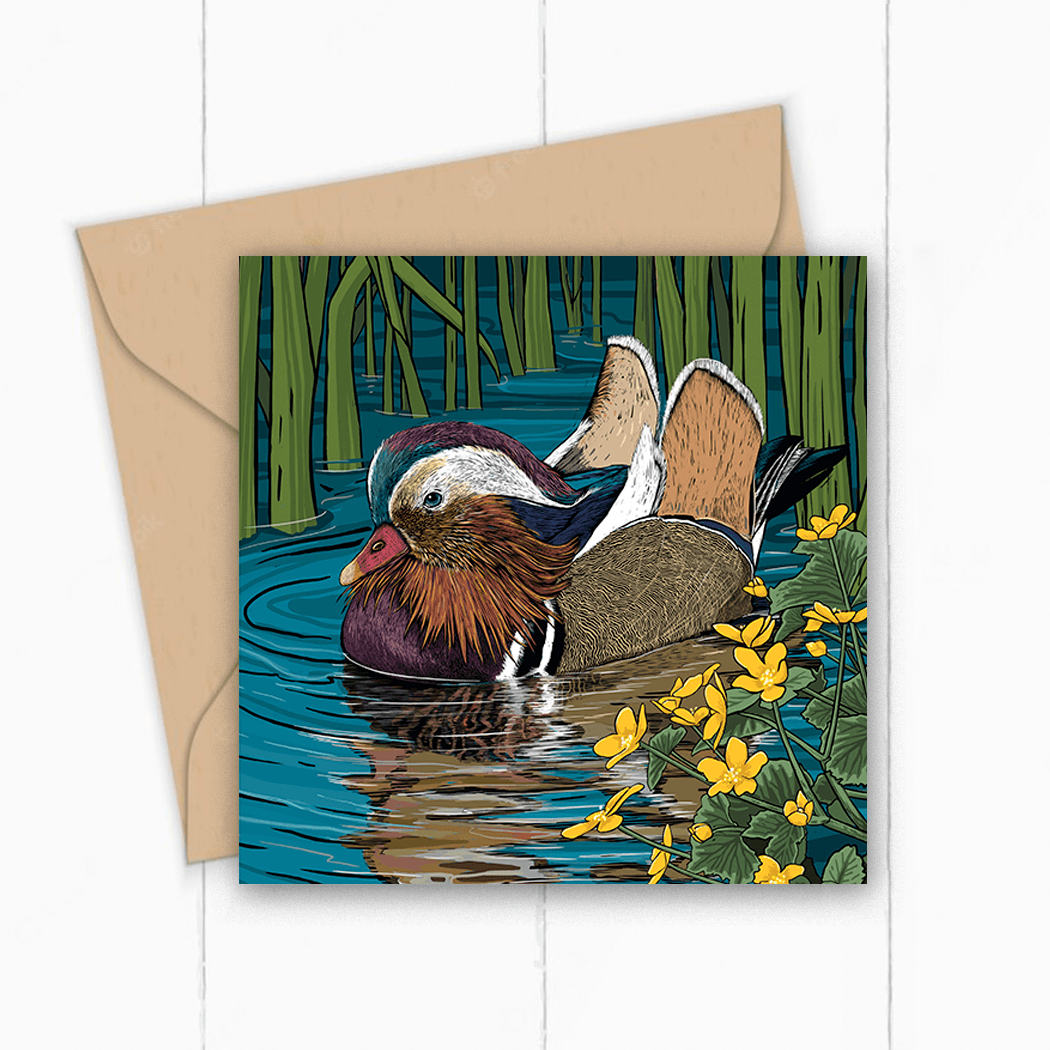 Mandarin Duck Greeting Card - Fox & Boo