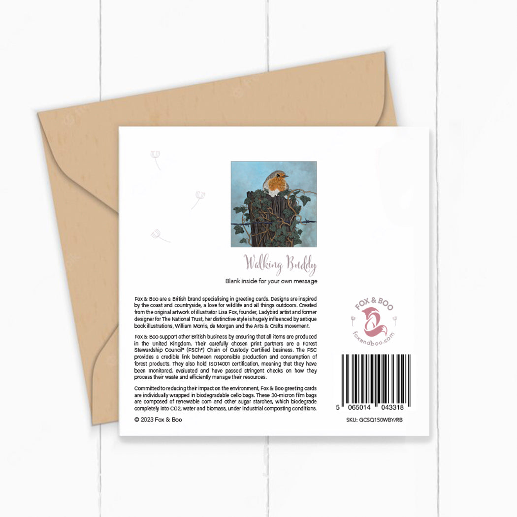 Robin greeting card; by Fox and Boo