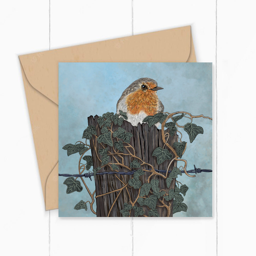 Robin greeting card; by Fox and Boo