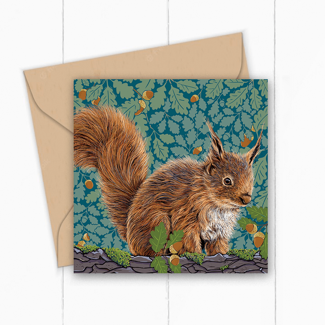 Cheeky Red Greeting Card; Illustrated Squirrel by Fox and Boo