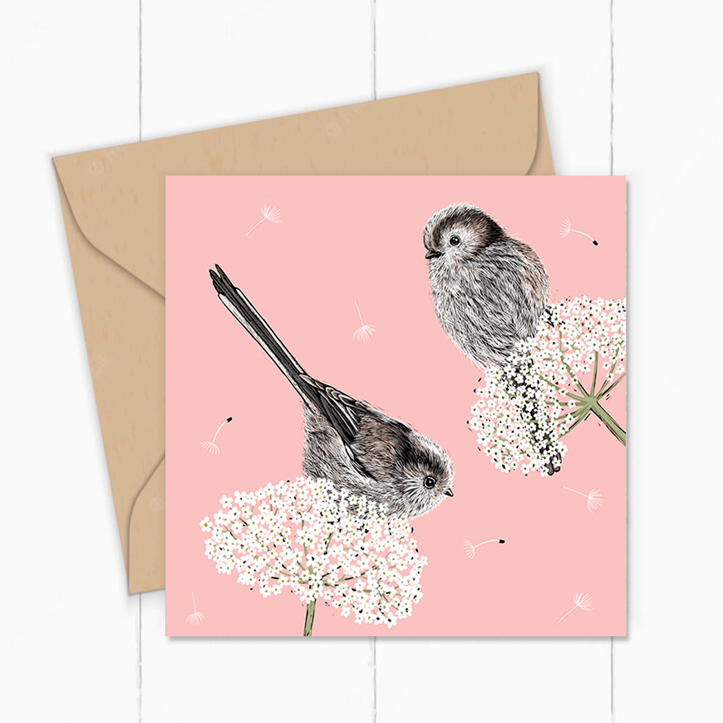 Long Tailed Tits Greeting Card by Fox and Boo