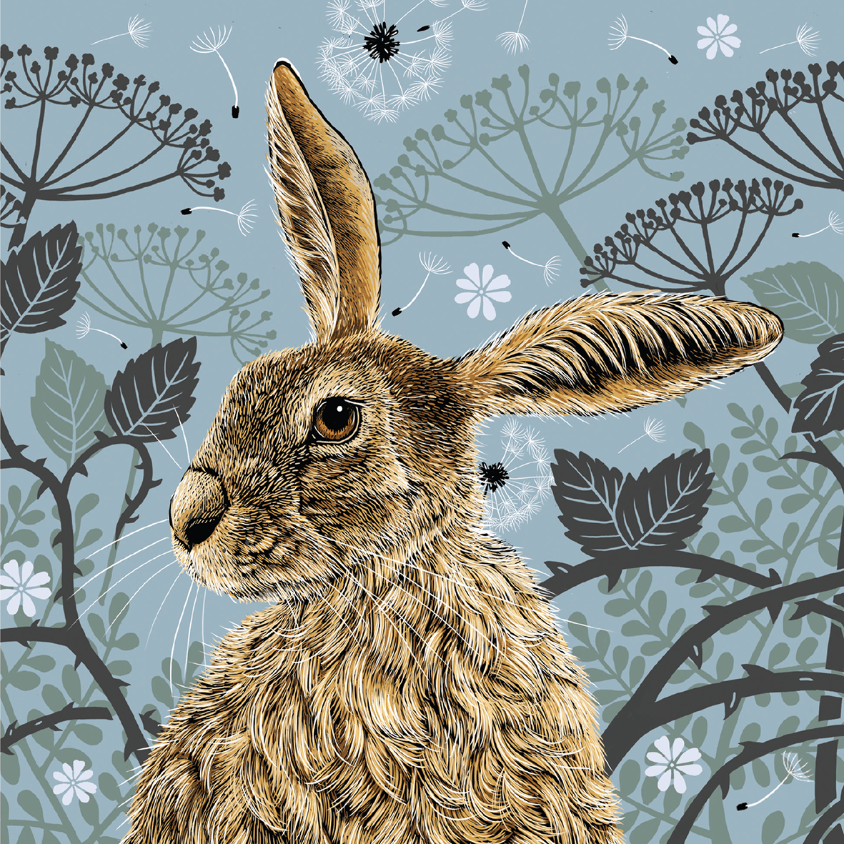 Blue Hare Card, Fox &amp; Boo