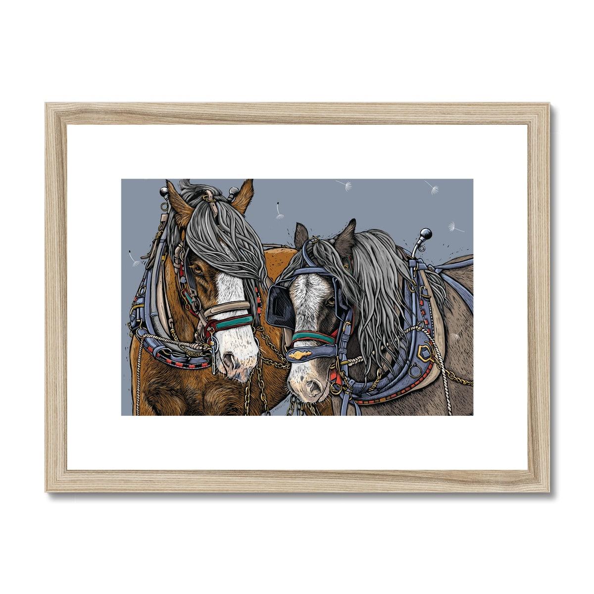 Detail of Horse Whisper framed art print, natural frame by Fox and Boo